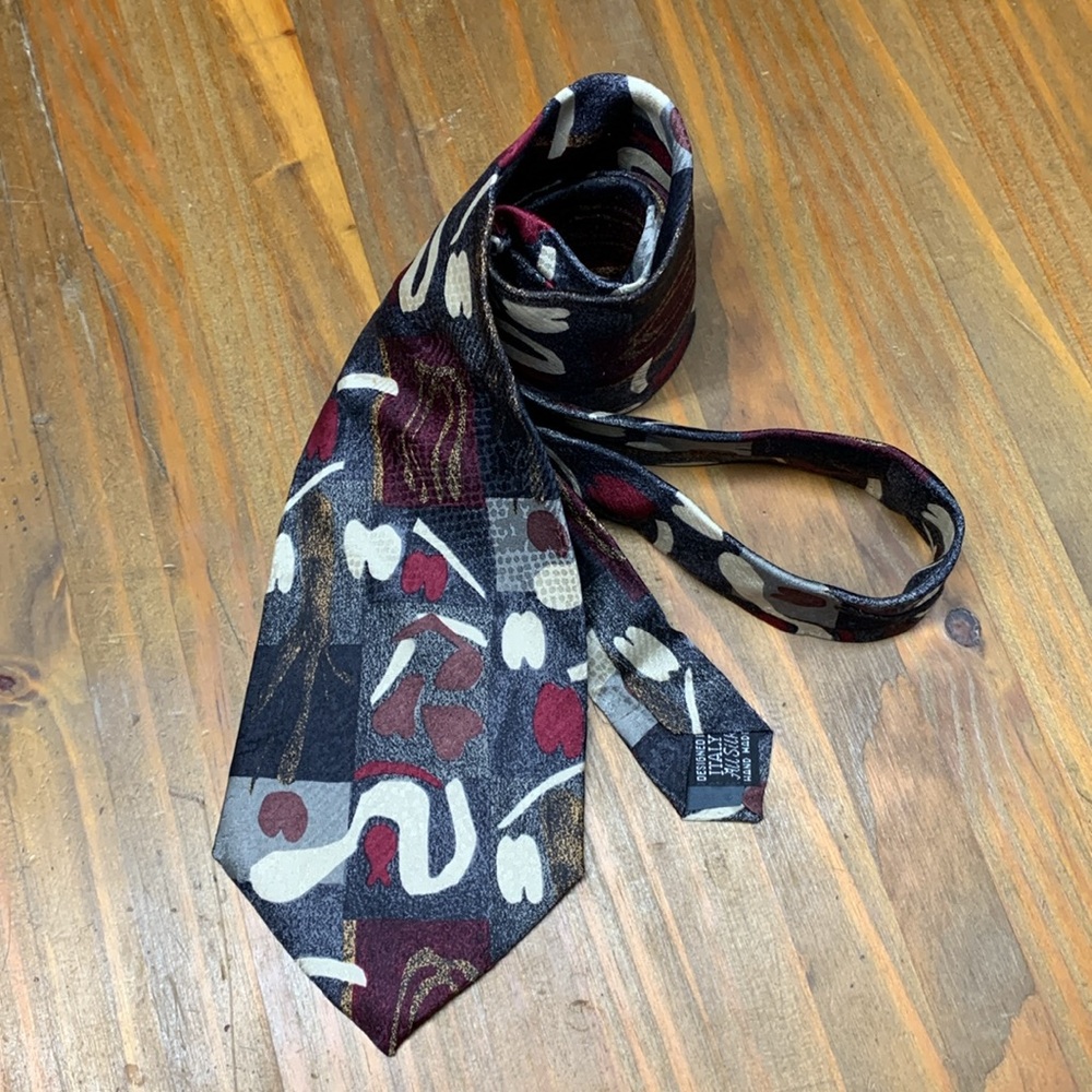 Vintage Handmade Knot Shop Abstract Mod Silk Tie